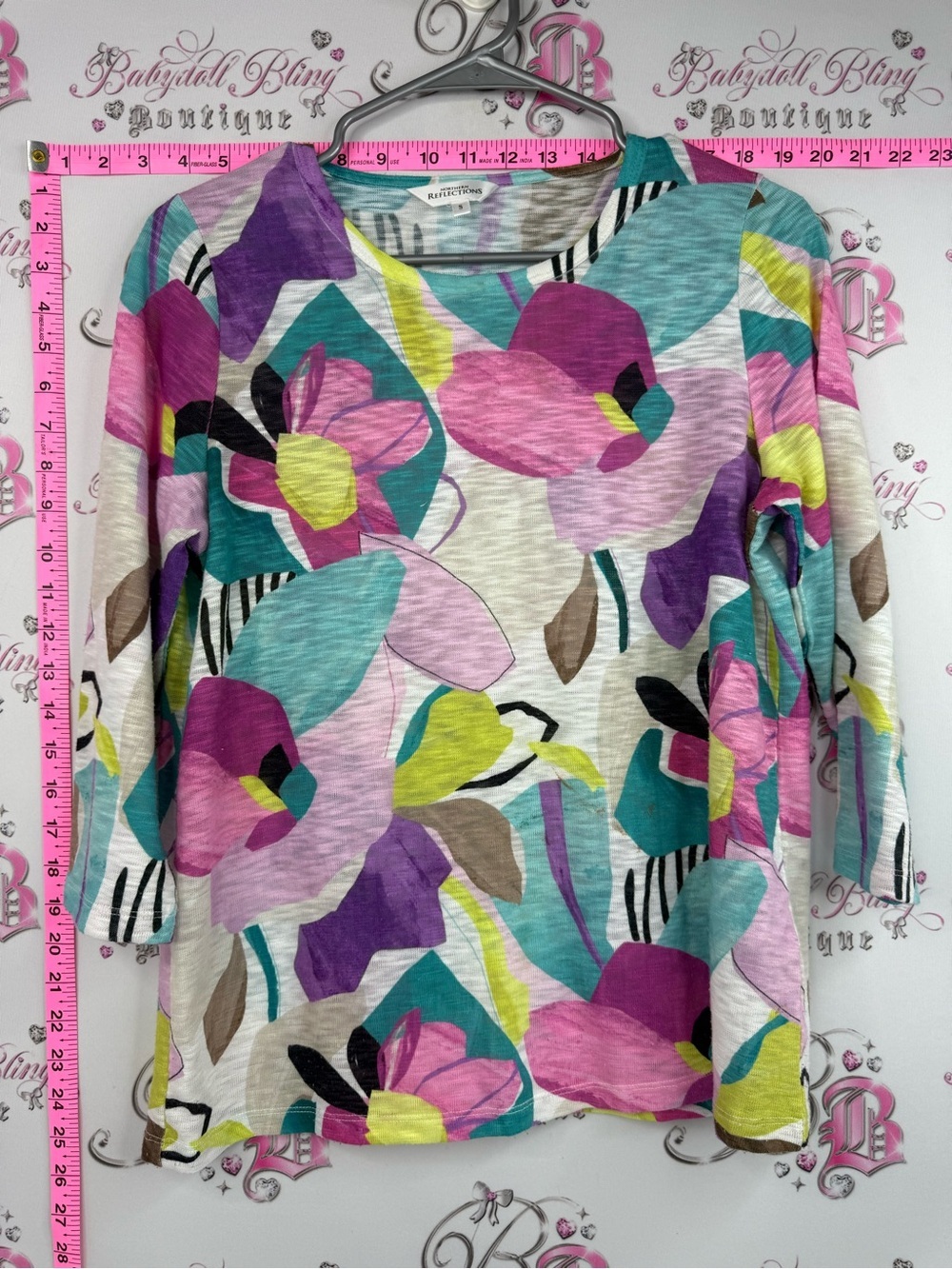 Northern reflections long sleeve rainbow multicolor top shirt flowers floral